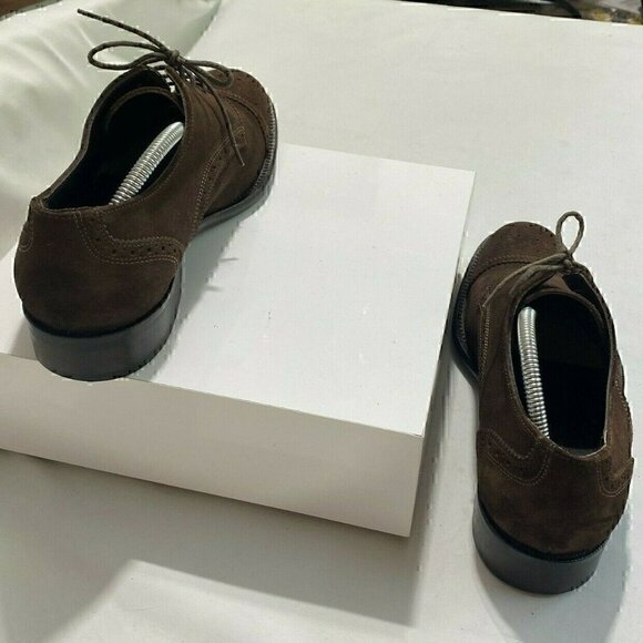 Mario Fagni Mens Brown Leather Round Toe Lace Up Oxford Dress Shoes Size 7.5 - Picture 2 of 9